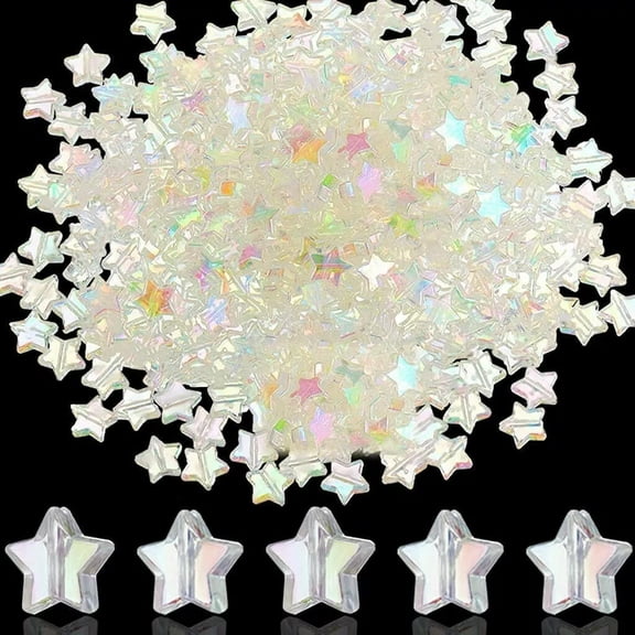U8MO 50 White Star Beads Jewelry Supplies AB Shimmer Celestial Night Sky BULK 10mm