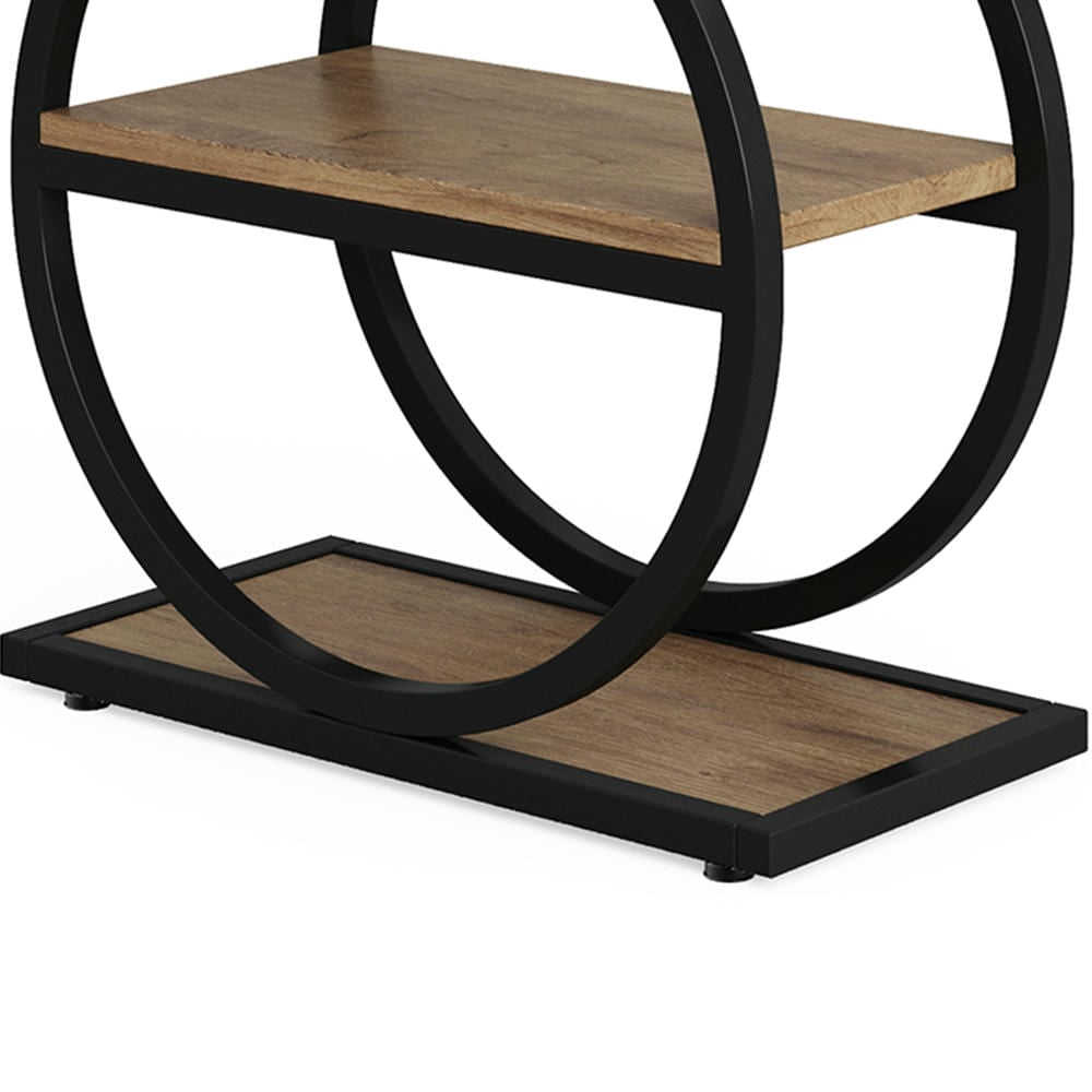 Barara King Console Table, Entryway Table, Console Sofa Table, Display Shelf,3-Tier End Table, Industrial Sofa Side Table with Round Metal Frame, Beige
