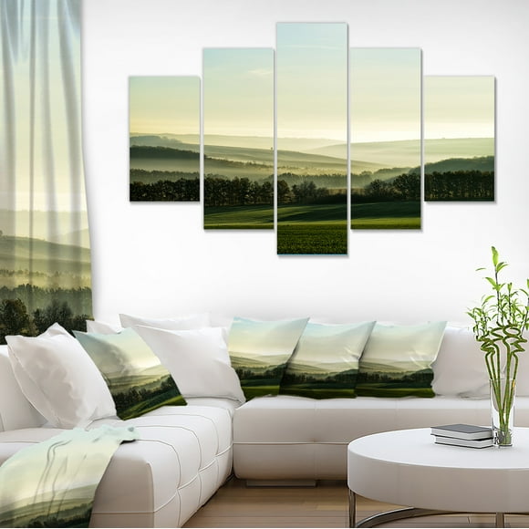 Superbe Collines Vertes dans le Brouillard - Impression sur Toile Paysage