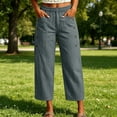 thumbnail image 2 of FRSASU Women's Wide Leg Capri Pants Elastic Waist Casual Loose Lounge Summer Flowy Beach Vacation Trousers Gray-A, 2 of 6