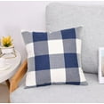 thumbnail image 3 of 2Pack Plaids de Bison Automne Décoratif Porche Extérieur Coussin Couvre L'action de Grâce Ferme Rétro Check Checkers Rustique Coussin Automne Décorations de la Maison pour Canapé Chambre Canapé 18x18'' (Bleu et Blanc), 3 of 5