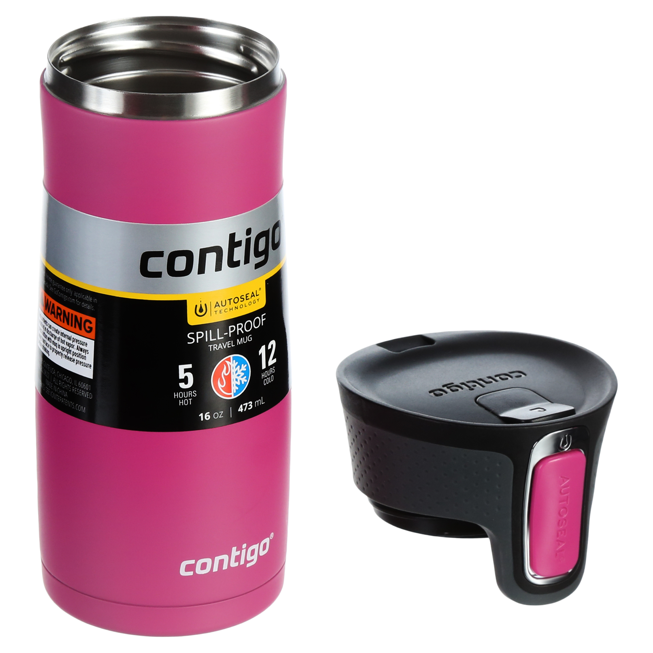 Contigo West Loop Stainless Steel Travel Mug with AUTOSEAL Lid Dragon Fruit, 16 fl oz.