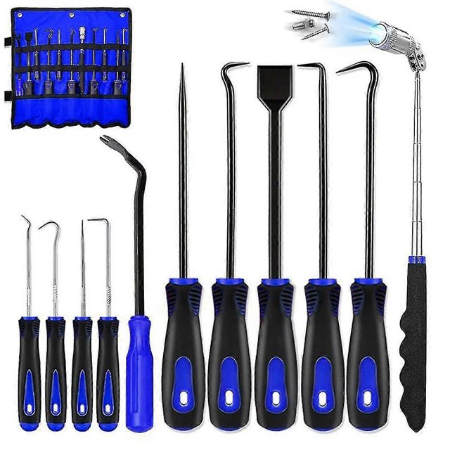 11 Pcs Automotive Hook and Pick Tool Set with Telescoping Magnetic Pickup Gasket Remover Pry for Mechanic Auto