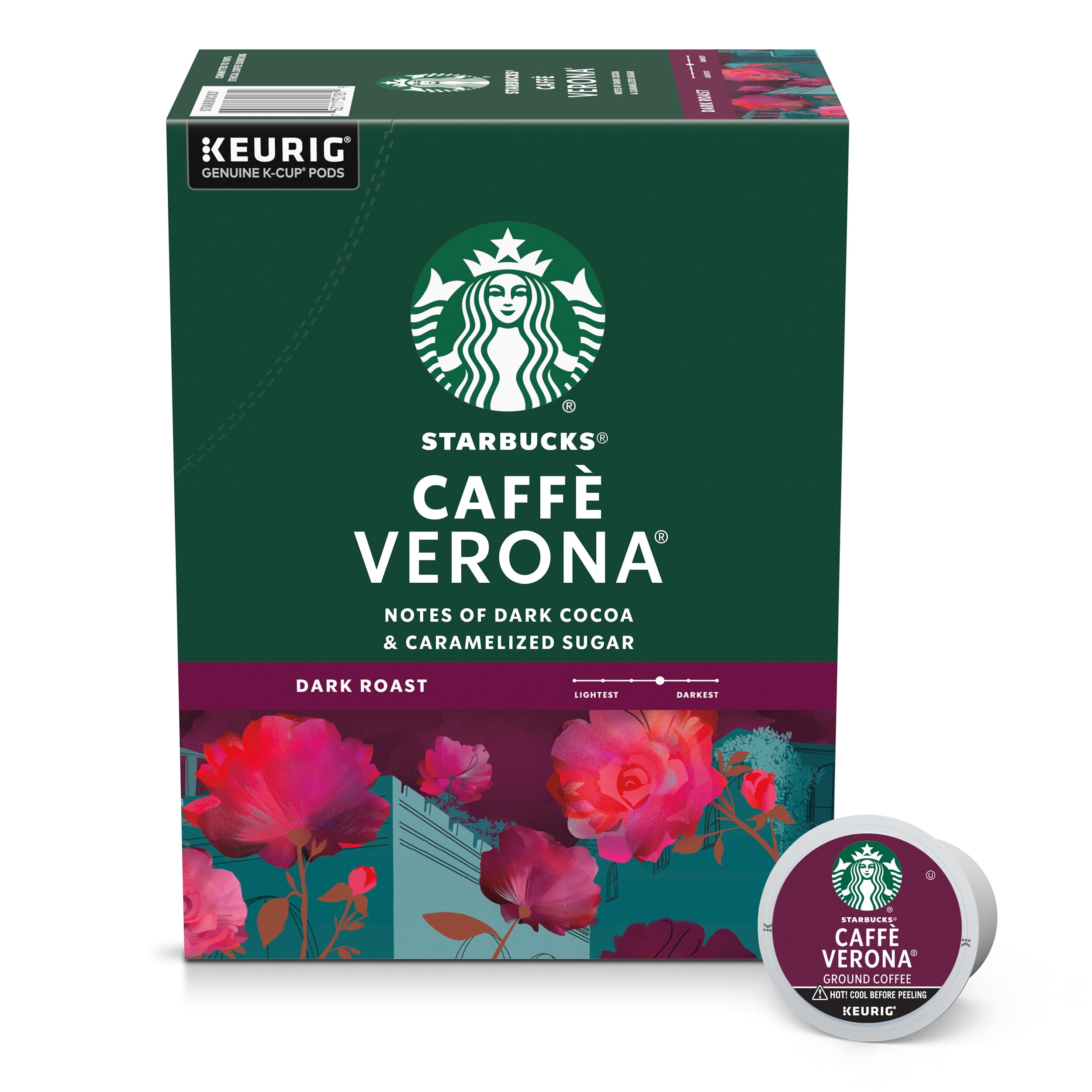 Starbucks Caffè Verona, Dark Roast KCup Coffee Pods, 100 Arabica, 32