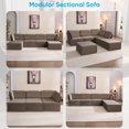 thumbnail image 4 of Puremind Modular Sectional Sofa with Movable Ottoman, Convertible U Shaped Couch, Linen 6 Seater Free Combination Sleeper Sofa for Living Room, Brown, 4 of 7