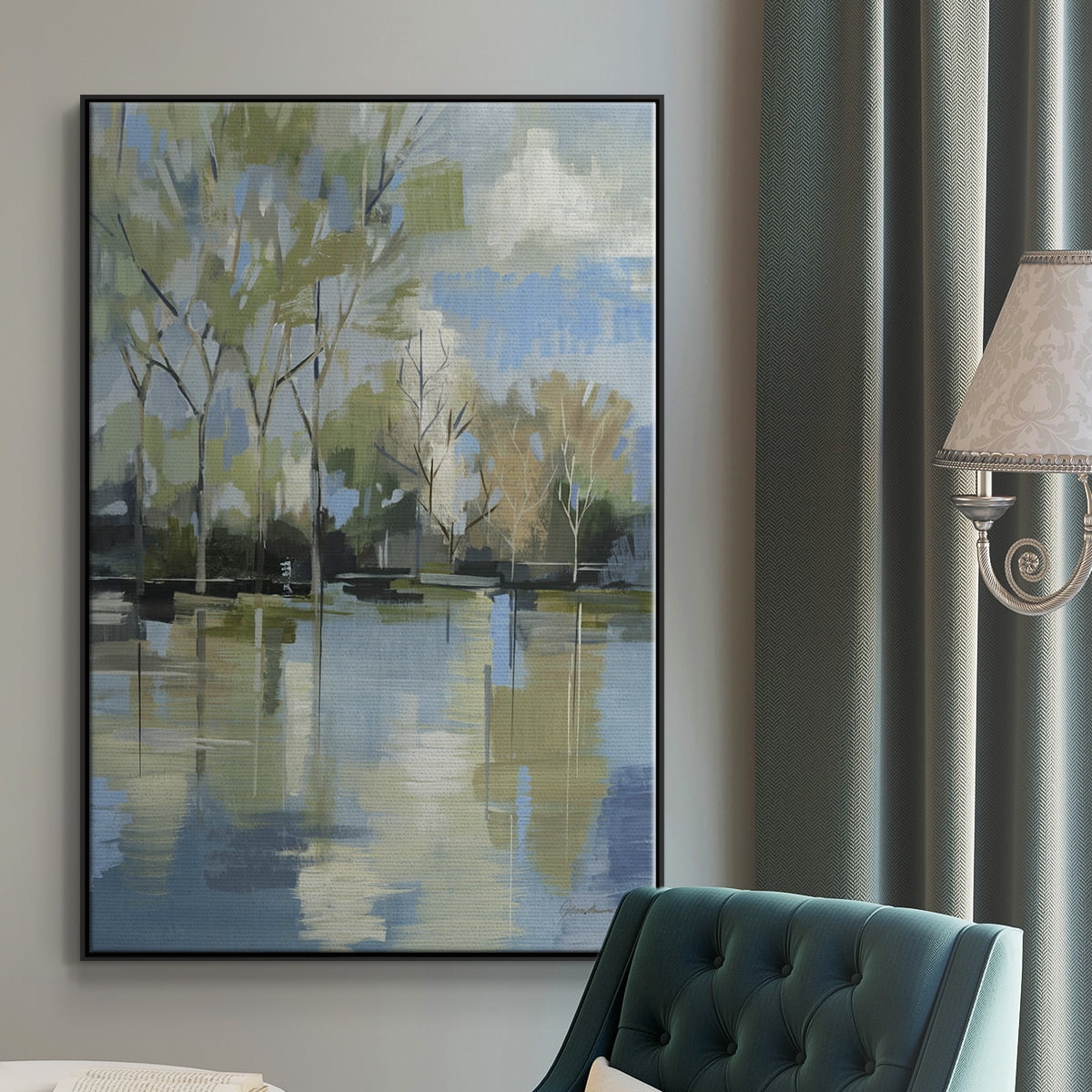 Enchanted Forest II Framed Premium Gallery Wrapped Canvas - Ready to Hang - 27 x 41 - Black Floating Frame