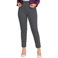 thumbnail image 3 of Ihhxva Women's Elastic Waist Straight Leg Pants Solid Color Ankle Length Summer Casual Office Trousers Stretchable Slacks - Dark Gray L, 3 of 6
