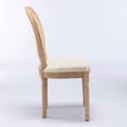thumbnail image 3 of French Style Solid Wood Frame Antique Painting Linen Fabric Rattan Back Dining Chair,Set of 2,Cream,Beige, 3 of 11