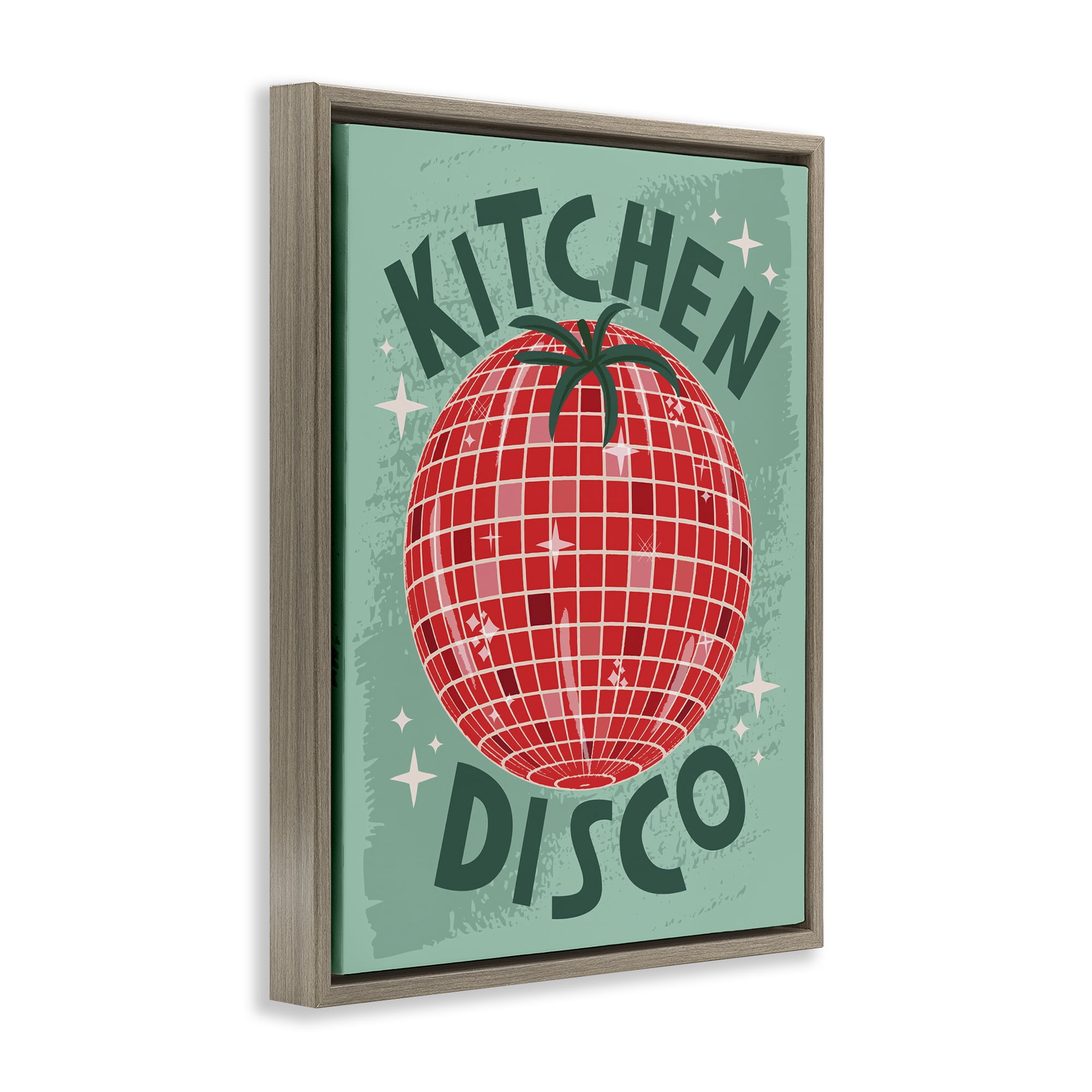 Stupell Industries Kitchen Disco Tomato Food & Beverage Painting Brown Floater Framed Canvas Art Print Wall Art, 17 x 21