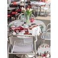 thumbnail image 4 of Outdoor Tablecloth with Umbrella Hole and Zipper, Grey Christmas Round Table Cloth 54 Inch Waterproof Tablecloth, Snowman Xmas Truck Balls Tree Picnic Table Cover for Patio Camping, 4 of 7