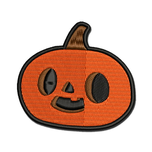 Adorable Jack O Lantern Pumpkin Head Applique Multi-Color Embroidered Iron-On Patch - 2.5 Inch Small