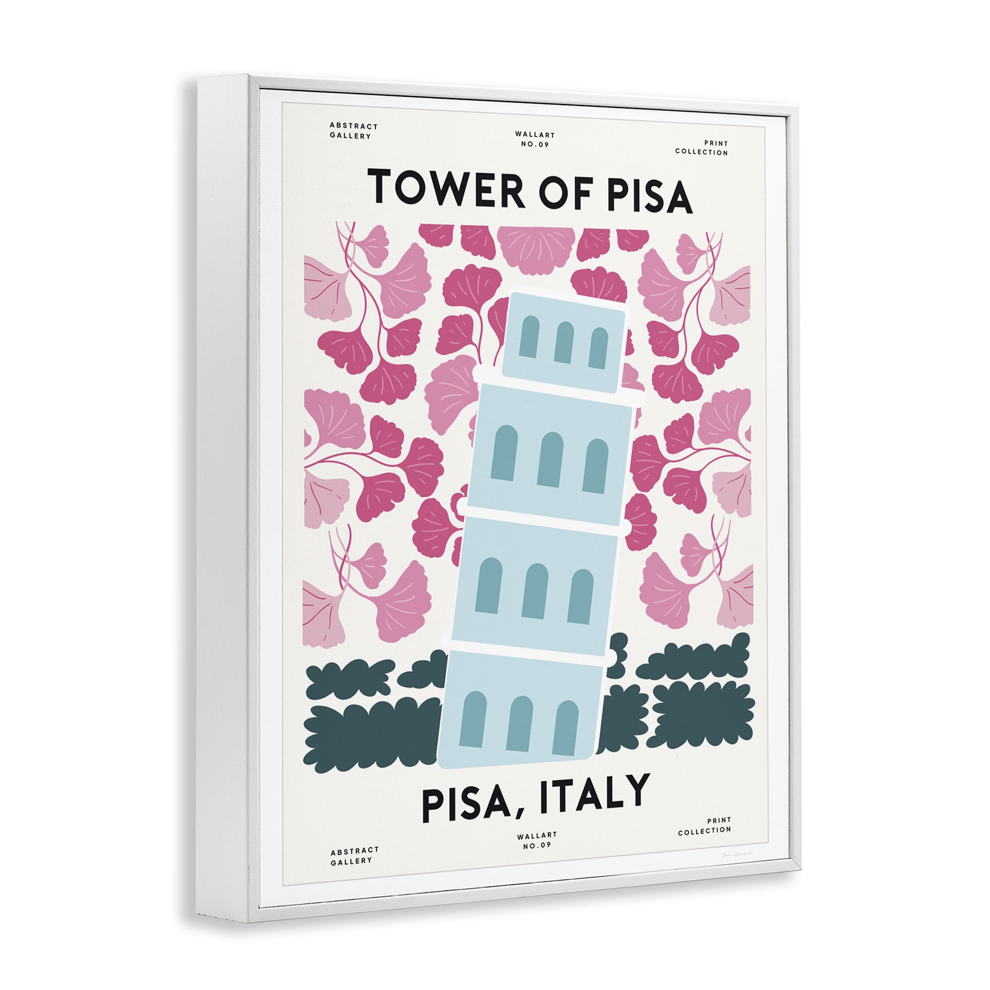 Stupell Industries Pastel Groovy Tower of Pisa White Framed Giclee Art, design by Omar Escalante
