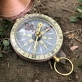 thumbnail image 3 of Vintage Copper Pocket Compass Flip Open Waterproof Luminous Hiking Camping Survival Navigation Tool for Outdoors, 3 of 6
