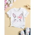 thumbnail image 1 of Young Girl White Cute Cartoon Rabbit Printed T-Shirt For Summer With Round Neck And Short Sleeves, Holiday, Summer, Travel, 1 of 8
