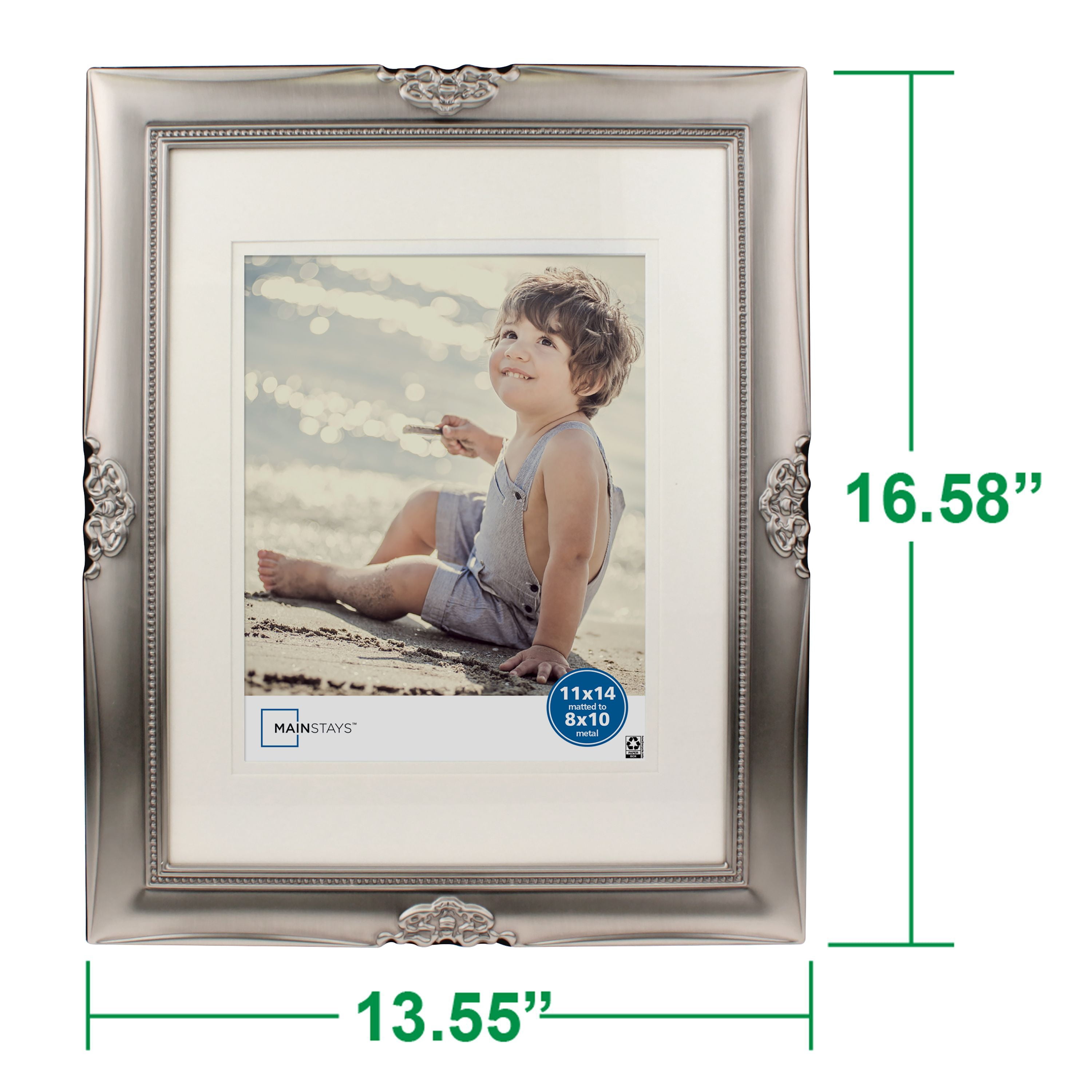 Mainstays 11" x 14" Rectangle Metal Tabletop Picture Frame, Pewter