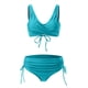 thumbnail image 2 of Gibobby Trajes de Baño para Mujer 2023 mujer nueva Split Wrap Lace Up Hollow Out Bikini Color sólido Sexy cintura alta Bikini de venta rápida(Azul claro,G), 2 of 5