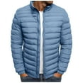 thumbnail image 2 of hlysgo Mens Puffer Jackets for Cold Weather Warm Stand Collor Zip up Quilted Lined Puffy Jacket Fitted Insulated Coats Men's Winter Coat Light Blue XS, 2 of 6