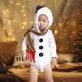 thumbnail image 2 of Disfraces navideños para bebés recién nacidos, niños y niñas, mono con cremallera y capucha de polar, mono de muñeco de nieve para cosplay, pijama, ropa de Navidad con bufanda, 2 of 7