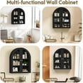 thumbnail image 4 of Wall Bathroom Cabinet with Glass Doors, Wood Medicine Cabinet with Adjustable Shelf, Arched Hanging Cabinet for Bathroom, Livingroom, Kitchen (Black), 4 of 17