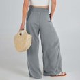 thumbnail image 6 of Outfmvch Summer Pants for Women Beach Pants Linen Pants Linen Palazzo Pants for Women Long Lounge Travel Pants Drawstring Pants Women Trousers with Pockets Pedal Pushers for Women Gray S-3XL, 6 of 7