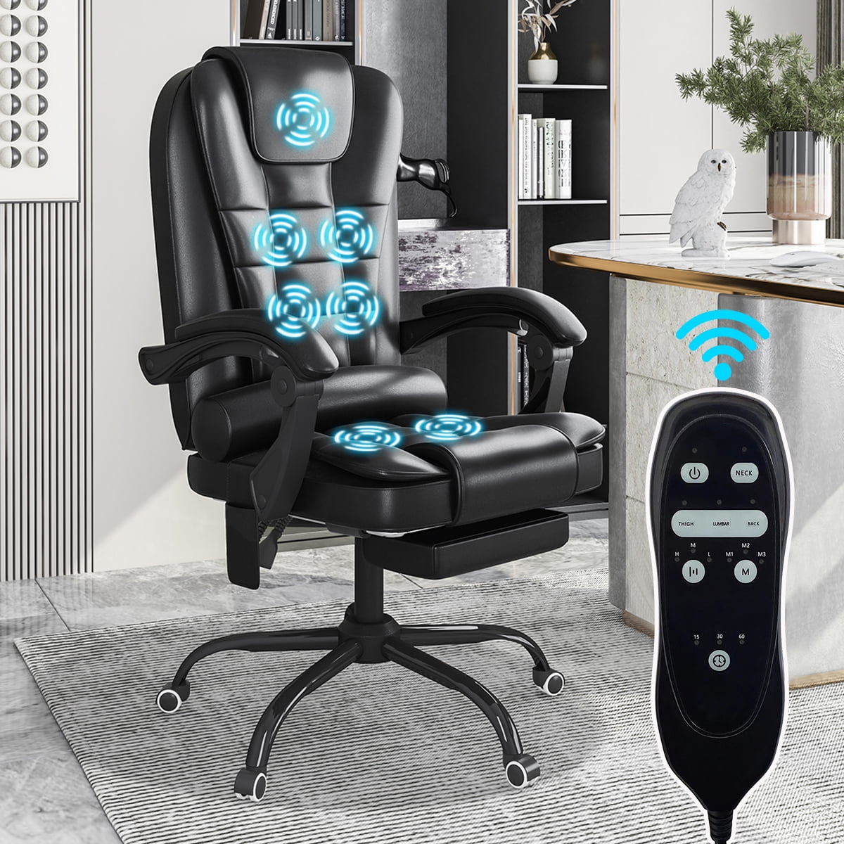 Hoffree Massage Office Chair Big and Tall Computer Desk Chair Ergonomic High Back Task Chair