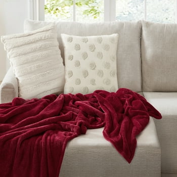 Mainstays Solid Plush Blanket, Red, King