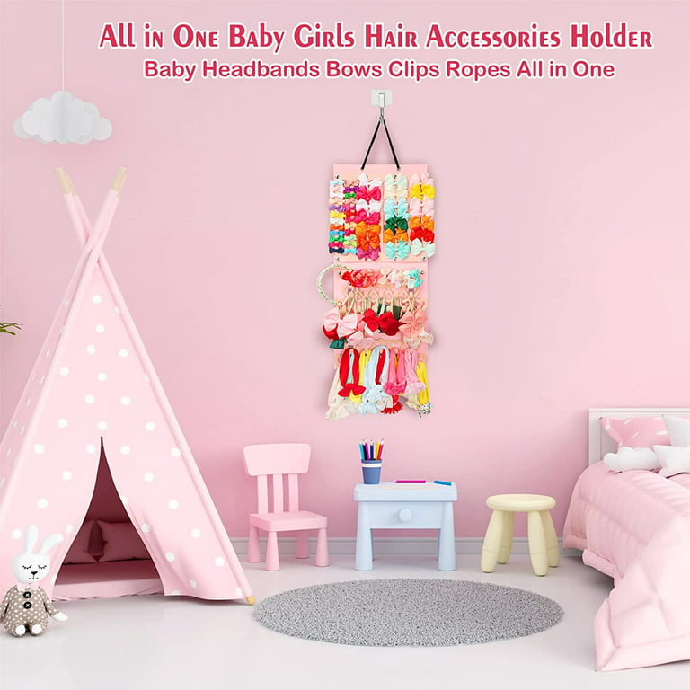Baby Girls Hair Ties Holder, Hair Scrunchies Organizer Storage, Hanging  Hair Bow Holder, Clips for Hair Organizer pink