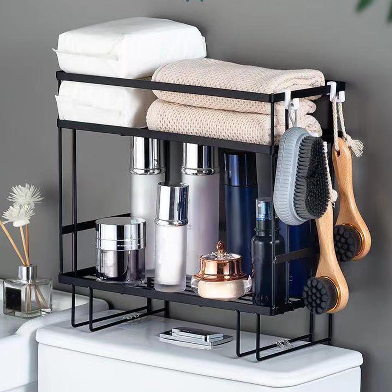 InsCrazy Bathroom Organizers and Storage, Toilet Tank Rack Multifunctional Bathroom Shower Storage Rack Toilet Top Rack