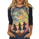 thumbnail image 1 of Camisa para mujer, moda informal, manga raglán, cuello redondo, manga 3/4, suelta, camiseta estampada de Halloween, top para mujer, 1 of 7