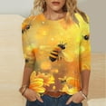 thumbnail image 2 of CYMMPU Tunic Tops 3/4 Sleeve Summer Fashion Shirts Loose Fit Flower Printed Crew Neck Blouses for Women Dressy Casual Spring Tops Lightweight Basic T-Shirts XXXXL, 2 of 5