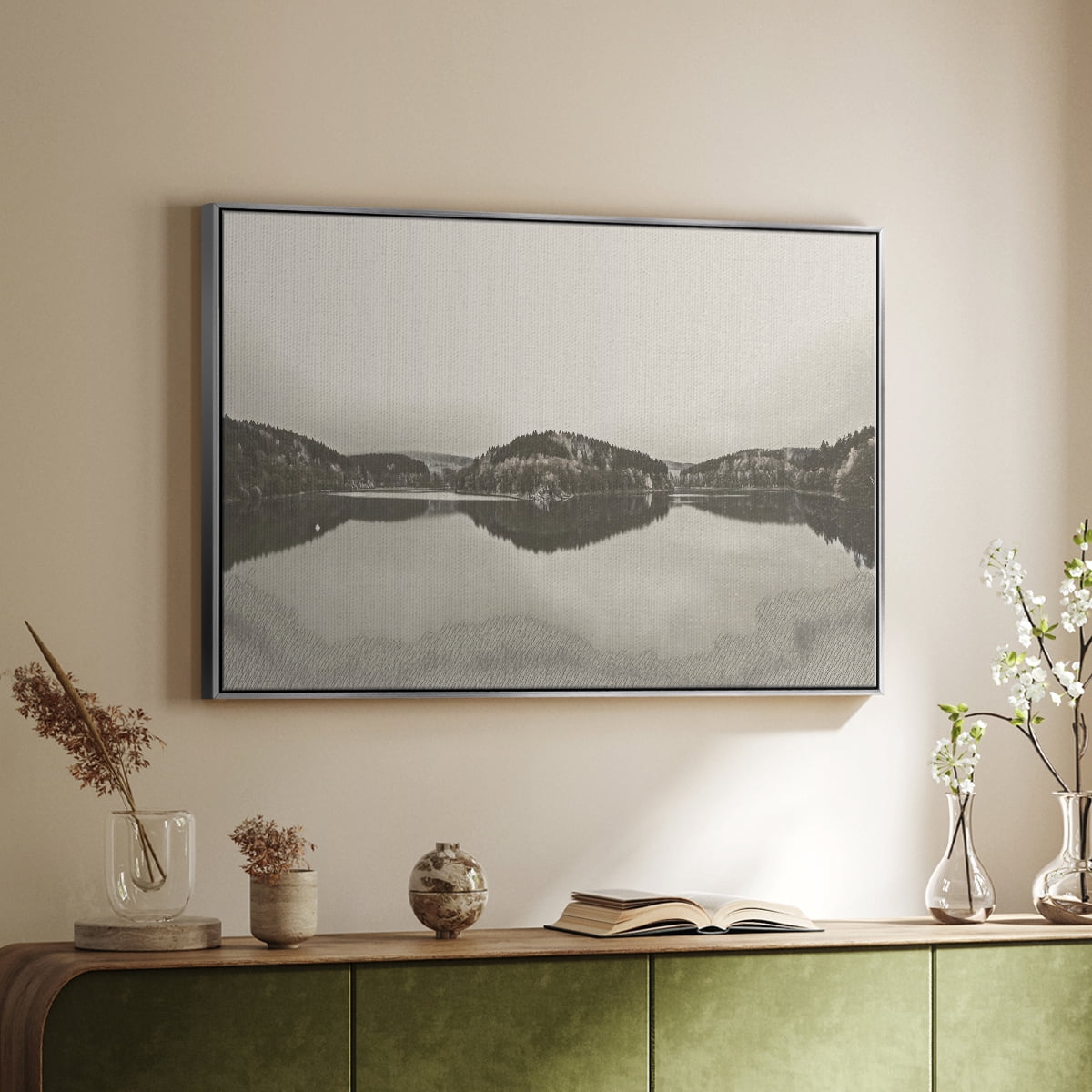 Vintage Landscape-CCCLXXIV By Wexford Home Framed in Silver Wood Gallery Wrapped Canvas 17 in. x 25 in.