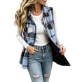 thumbnail image 3 of Stamzod Sleeveless Plaid Jacket Women 2026 Fall Fashion Casual Lining Flannel Vest Collared Button Up Waistcoat Outwear, 3 of 8