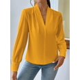 thumbnail image 6 of Work Blouses for Women Long Sleeve Blouses Business Spring Top Womens V Neck Office Shirts Orange M, 6 of 9