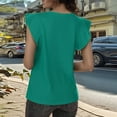 thumbnail image 5 of Fashion Clothing Women's Fashion Casual Short Sleeved T Shirt Round Neck Solid Color Loose Top Vest 1 Athletic Tops for Women Loose Fit Business Shirts Women Neck Top Camisole Tall Clothes Green S, 5 of 9