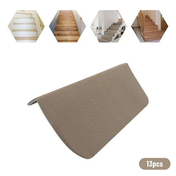 Three-layer Design Beige Stair Treads Non-slip Carpet Mat 13 Pieces 13*Stair Treads Non-Slip Carpet Mats