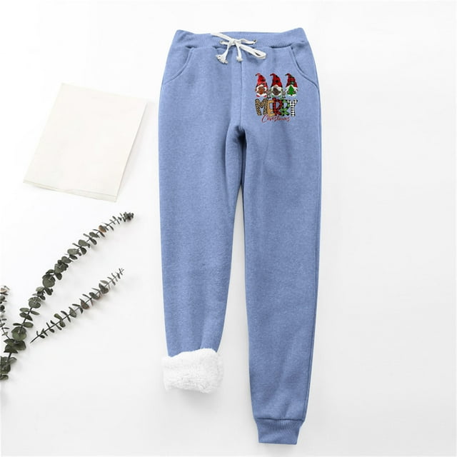 LSLJS Women's Christmas Dwarf Print Leggings With Elastic Drawstring Pockets Thick Warm Pants, Womens Work Pants