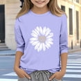 thumbnail image 1 of Blusas y camisas de cuello redondo y manga larga para niños, blusas/camisas de poliéster con estampado de corazones, mangas 3/4 y cuello redondo, elegantes e informales., 1 of 5