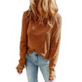 thumbnail image 5 of Women's Brown Textured Round Neck Long Sleeve Top, 5 of 5