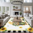 thumbnail image 4 of Summer Dwarfs Washable Living Room Rugs 5'x7', Yellow Sunflower Daisy Black Plaid Field Low Pile Throw Large Area Rugs Non-Slip Sturdy Edge Binding Carpet for Dining Room Bedside Kitchen, 4 of 9