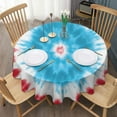 thumbnail image 3 of Red Blue Tie Dye Spiral Round Tablecloth 60"x60",Wrinkle Wipeable Table Cloth for Kitchen Dining Room Picnic Patio Party, 3 of 6