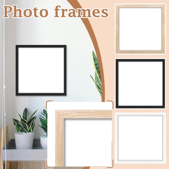 8 Inch Photo Frame Set, Square Picture Frames For Wall Decor, DIY Photo Wall Kit With Hanging Hardware, 4-Piece Wooden Frame Set For Home Office Bedroom
