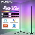 thumbnail image 2 of Lámpara de pie LED RGBIC de 180CM, luz de esquina moderna con Control remoto por aplicación inteligente Tuya, luz atmosférica de pie, decoración del hogar, 2 of 4