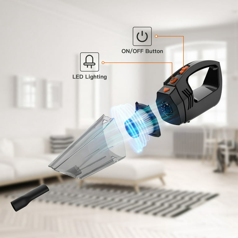 SAKOLD Handheld Vacuum Mini Portable Rechargeable Car Vacuum Cleaner  Cordless with 8000PA Powerful Suction for Car Home and Office, with 2  Washable