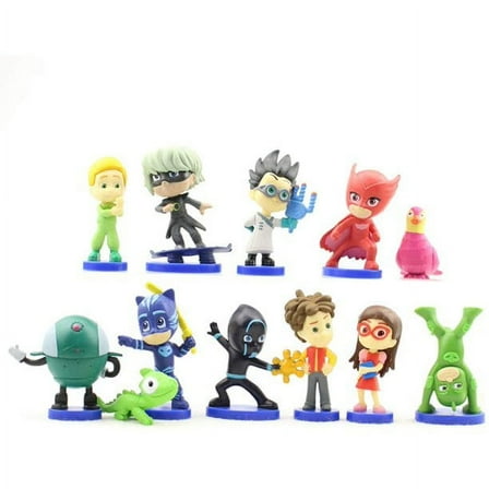 New PJ Figures Set 12 Pcs - 2-2.4-inch Tall Action Figures. Perfect for Cake Topper and Birthday Decoration!