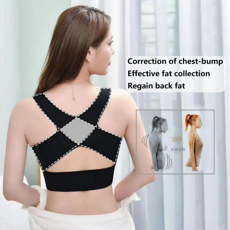 Kernelly Women Back Brace Shoulder Support Belt Vest Bra hunchback Posture  Correcto Adjustable Front Buckle Underwireless Bra