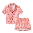 thumbnail image 2 of Baby Girl Outfits Kids Cartoon Print Short Sleeve Sleepwear Tops Shorts Set Boys Pajamas Pink 12 Months-24 Months, 2 of 3