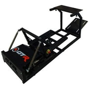 GTM Model Motion Racing Simulator Cockpit Black Frame with Black/Red Pista Adjustable Leatherette Racing Seat & Large Single/Triple Monitor Stand