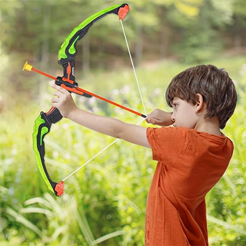Outdoor Sports Toys Green Light Up Glitter Archery Toy Set Kids Bow And