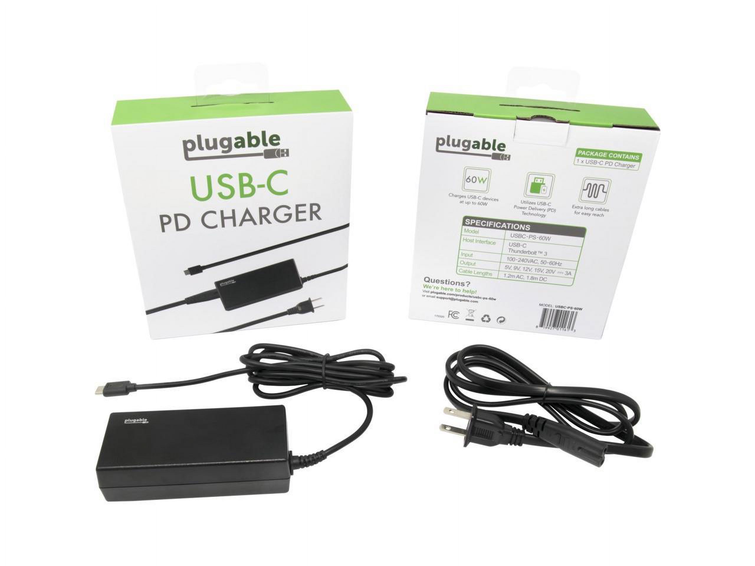 Plugable USB-C Chromebook Charger Replacement, 60W Type C Charger for Laptops, Compatible with USB-C Google Chromebooks including Samsung, HP, Dell, Lenovo, Acer, Asus - image 5 of 8