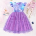 thumbnail image 4 of ATAIKU Toddler and Little Girls Mermaid Tutu Dress Kids Ruffled Casual Party Glitter Tulle Sundress 6 Years, 4 of 9